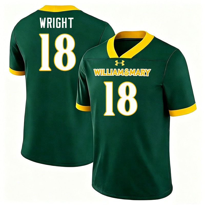 William & Mary Tribe #18 Armon Wright College Football Jerseys,Uniforms-Green